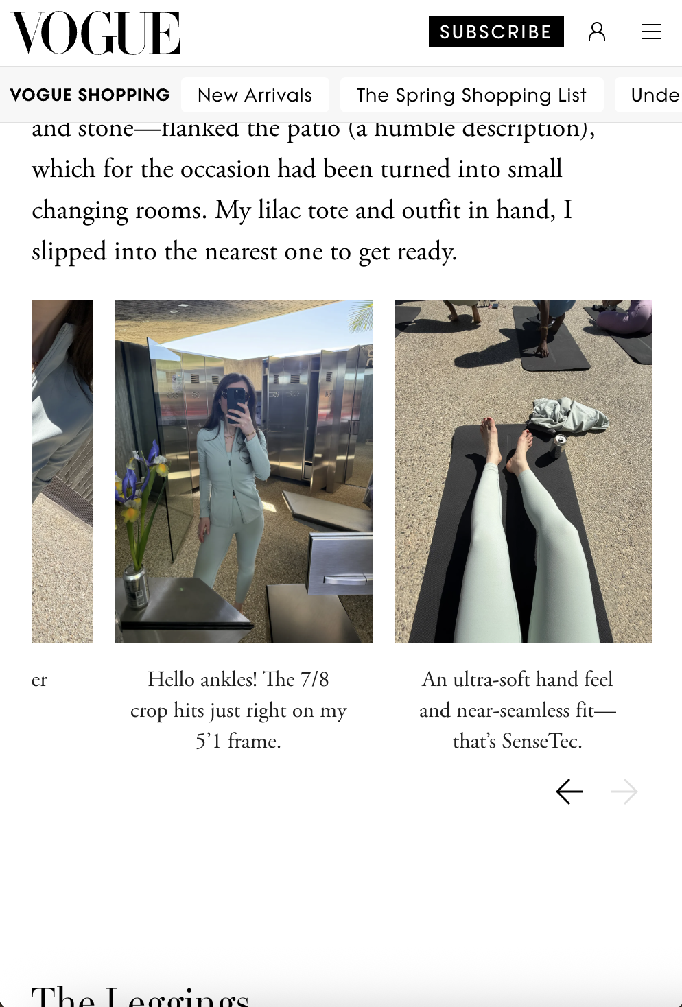 On SS26 Apparel Leggings and Tights Collection, Vogue shopping edit highlighting On SenseTec fit and feel